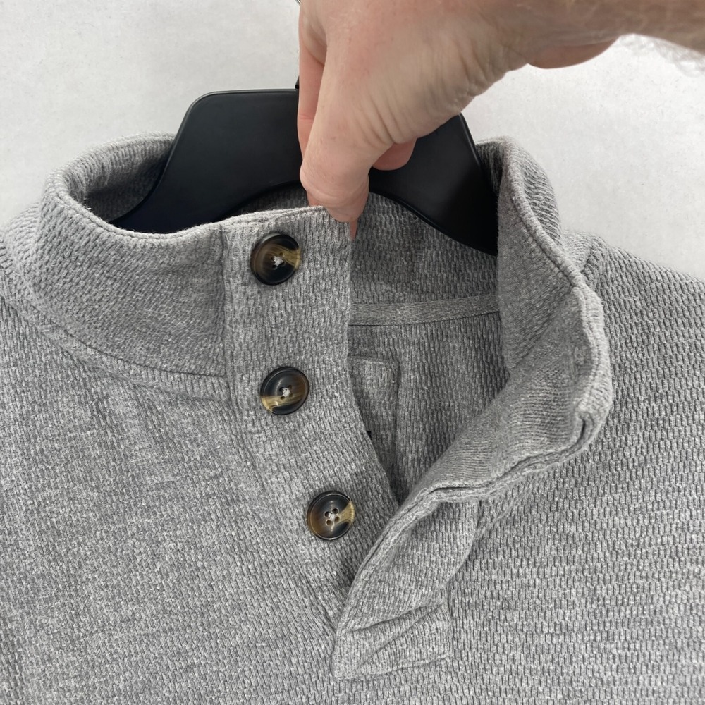 Fat Face UK Henley Pullover Sweater Mens Small Gray Knit Long Sleeve Casual Camp - Picture 3 of 11